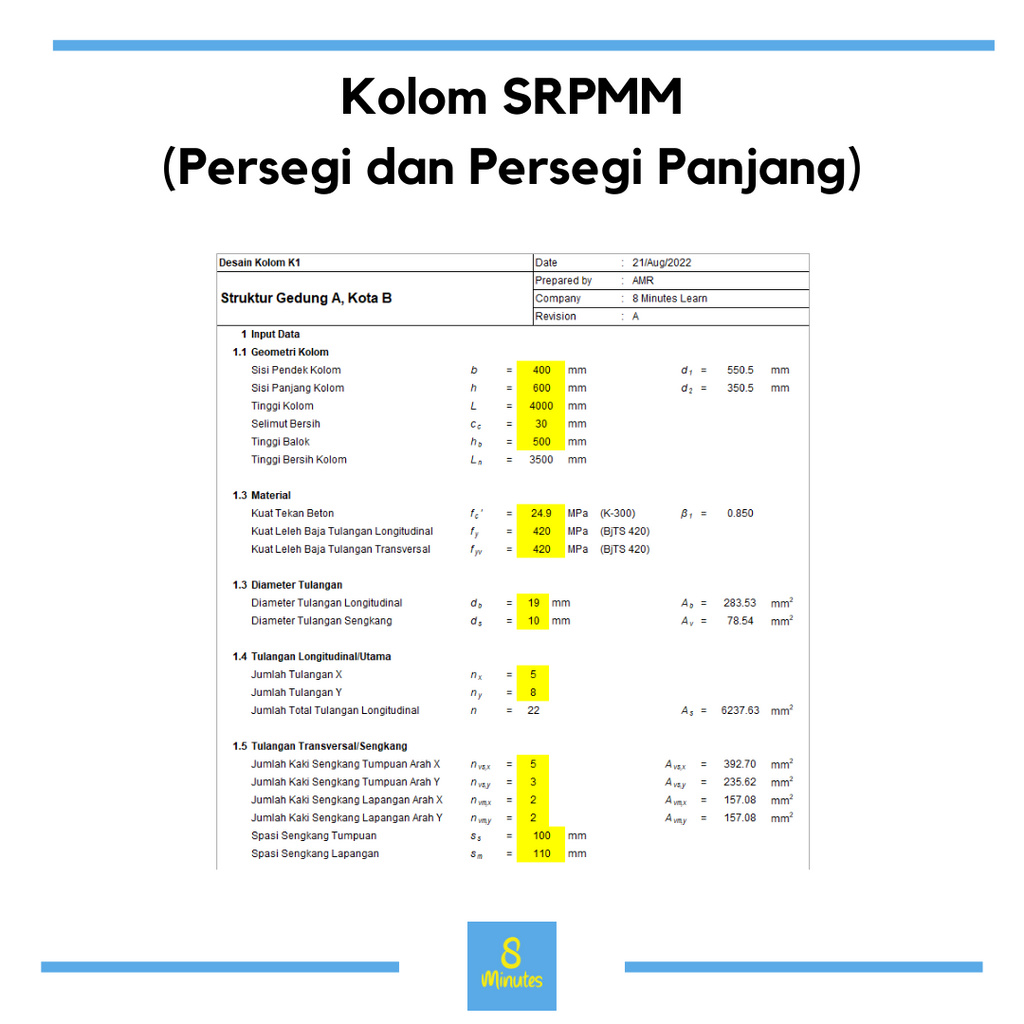 Kolom SRPMM (Persegi dan Persegi Panjang)